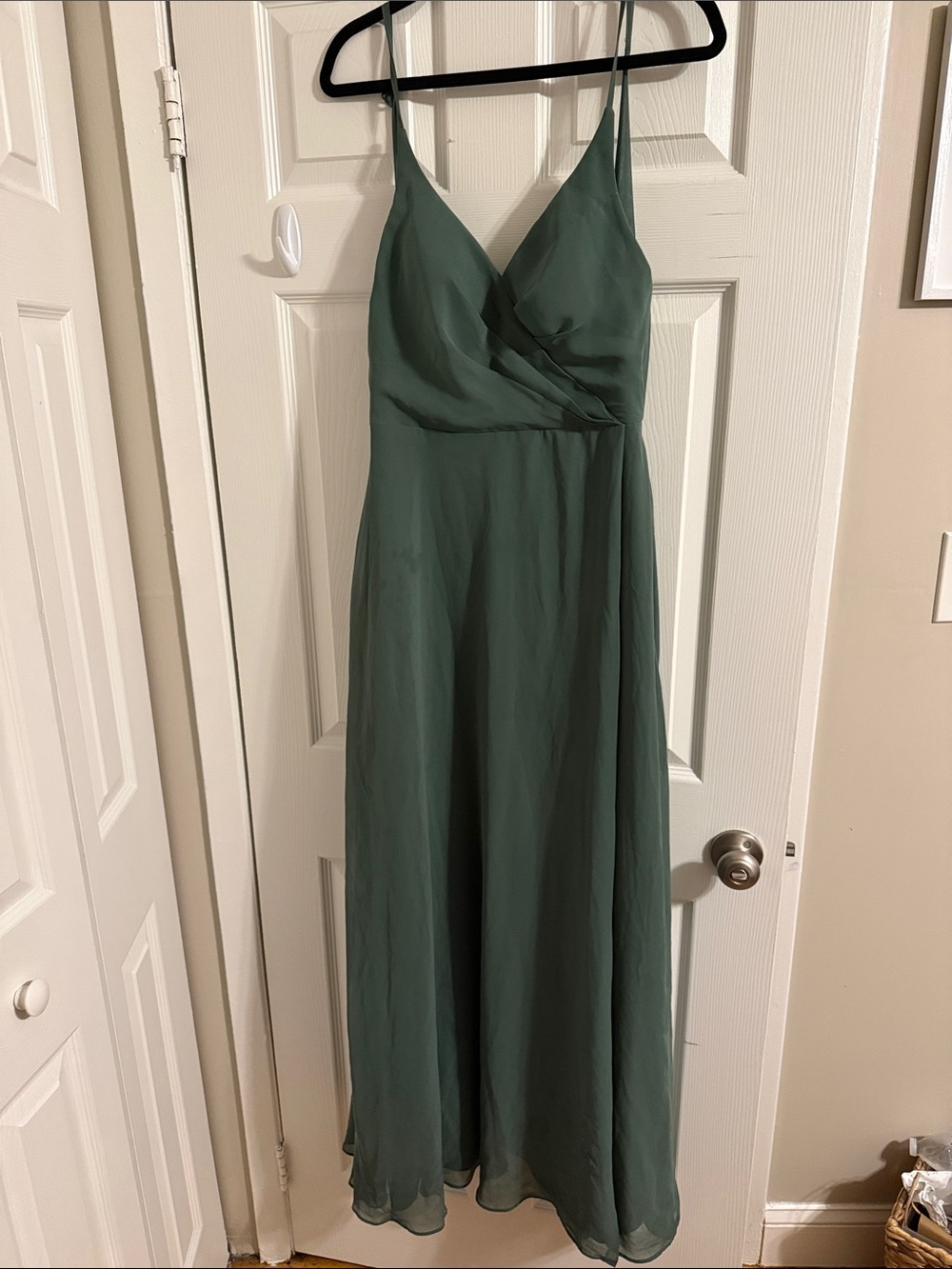 Azazie Dark Green Spaghetti Strap Maxi Dress